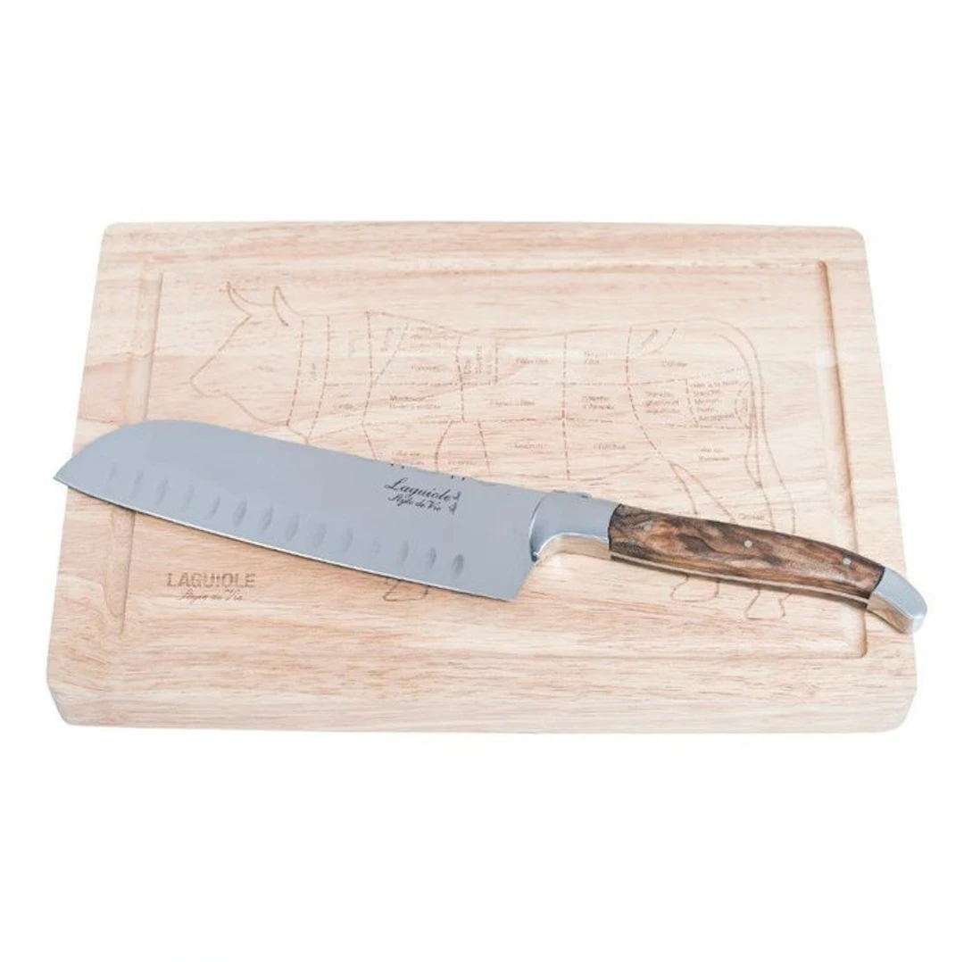 Laguiole - Santoku Knife - with cutting board - Olive...