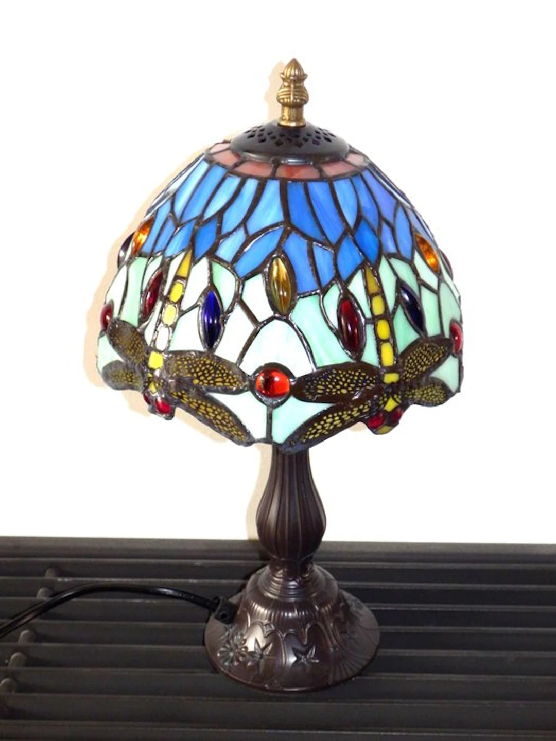 Fraaie Tiffany tafellamp kleur Blauw met groen in Art...