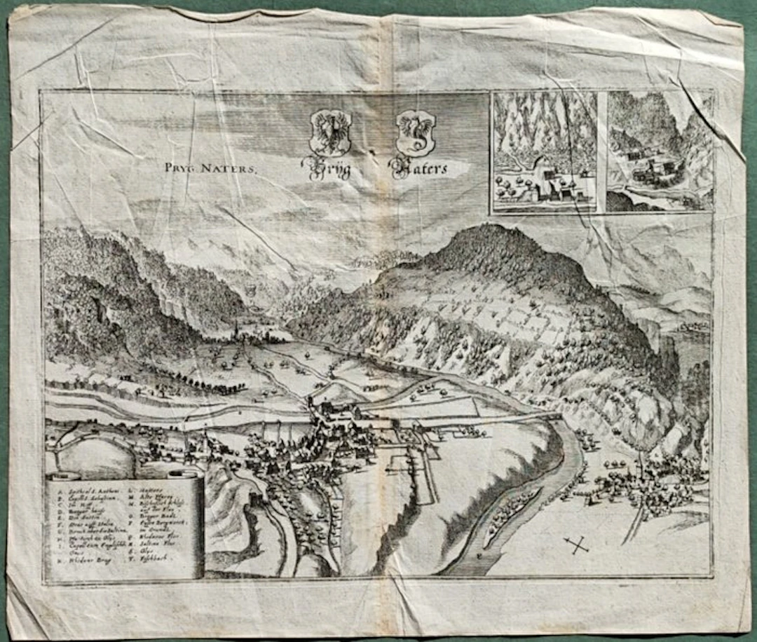Italy - A bird's-eye view of the Swiss towns of Brig and...