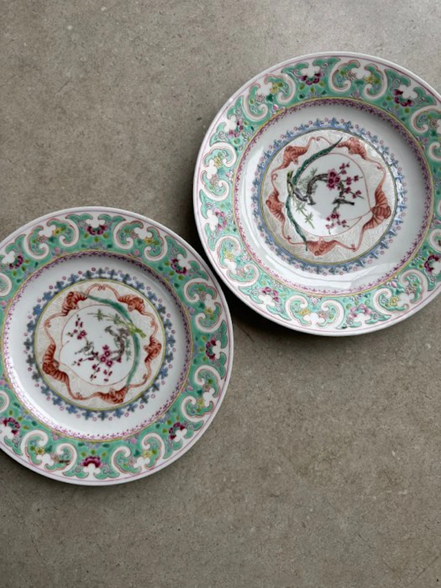 Plate (2) - Porcelain - Bats & Magpie plates