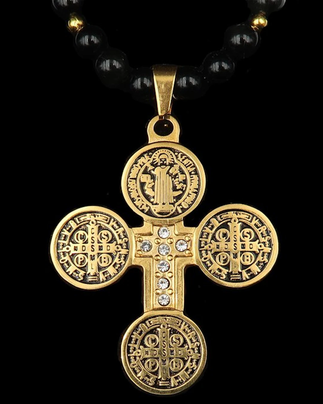 Exorcism Necklace – Saint Benedict Cross & Black Obsidian...