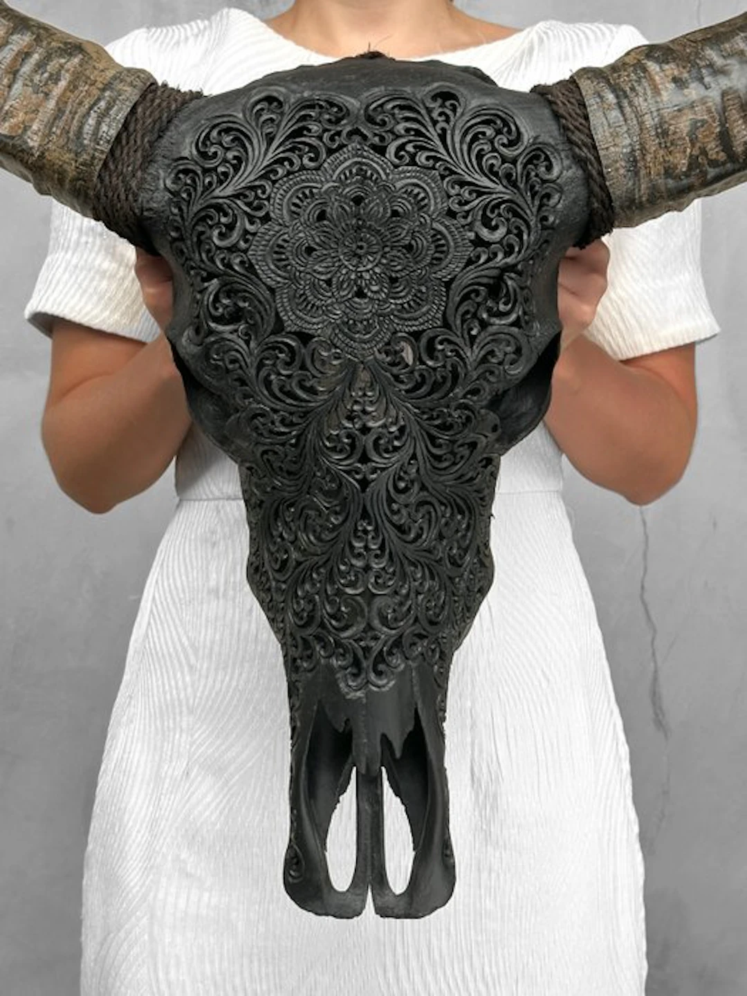 NO RESERVE PRICE - C- Large Hand-Carved Black Water...