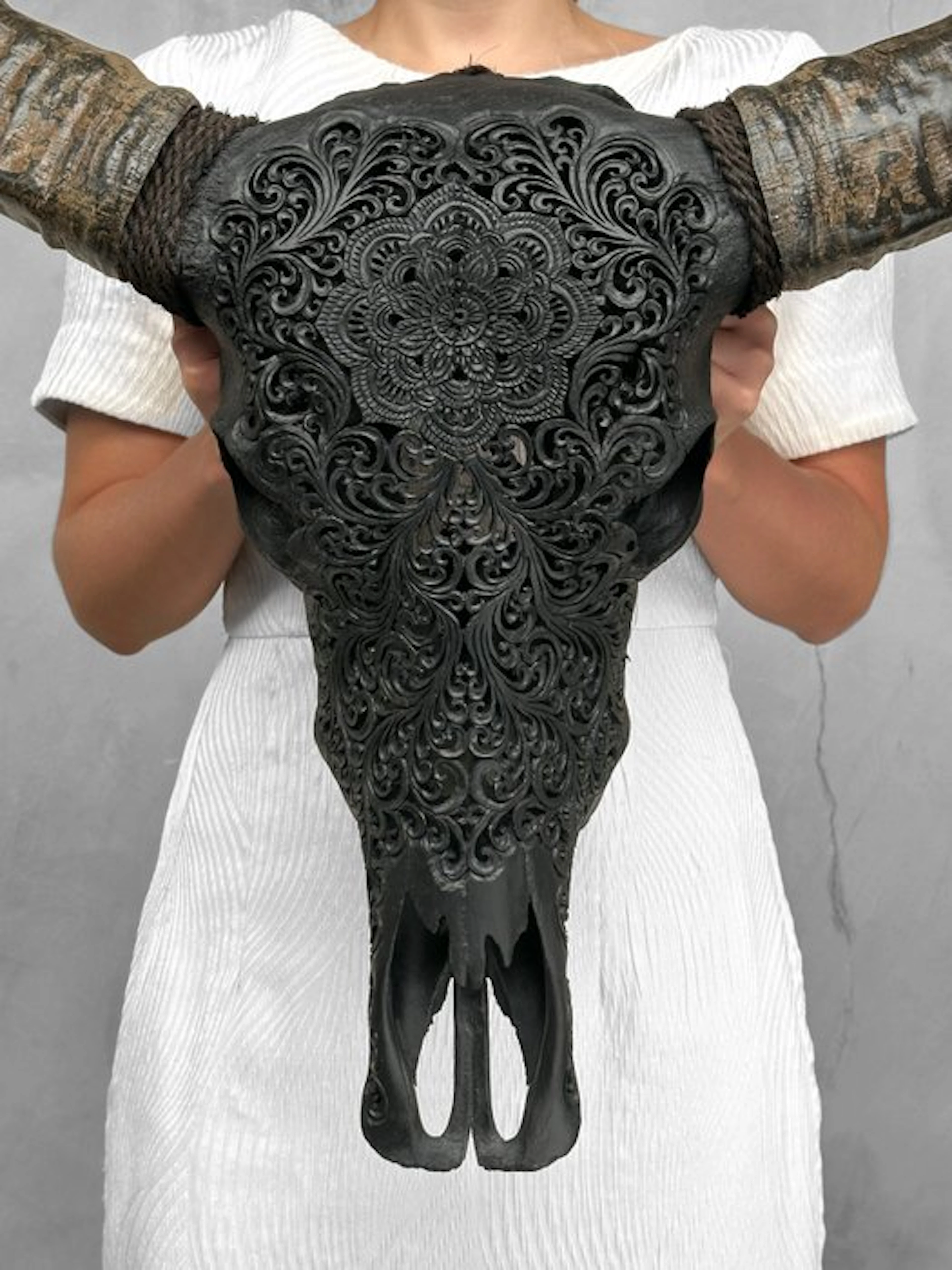 NO RESERVE PRICE - C- Large Hand-Carved Black Water...