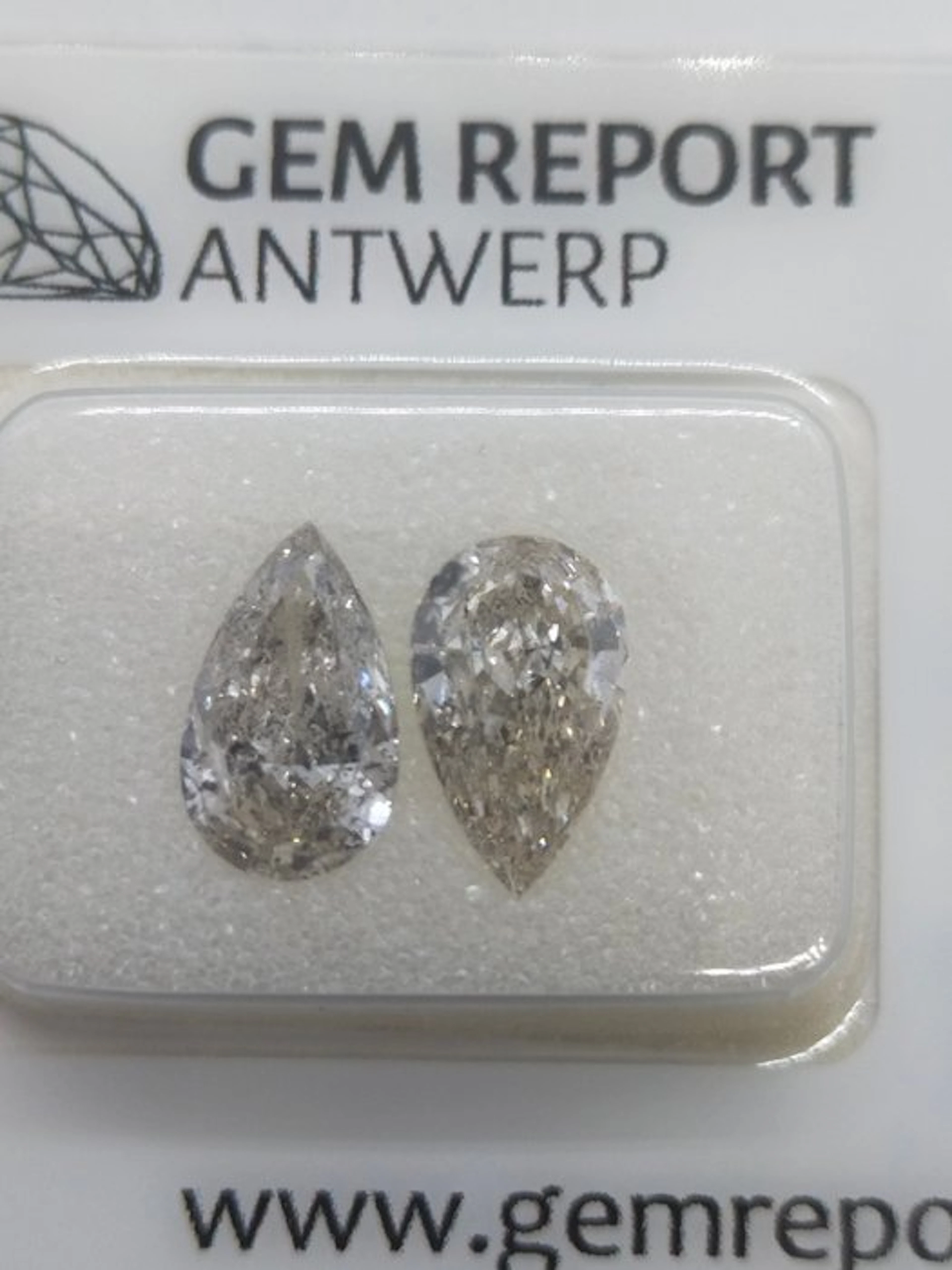 2 pcs Diamond (Natural) - 2.02 ct - Pear - I
