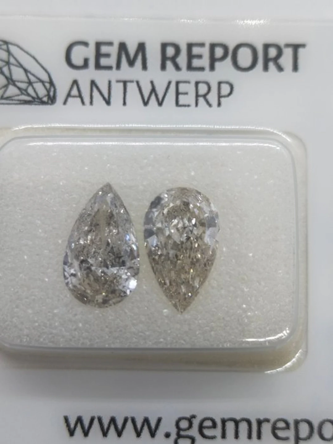 2 pcs Diamond (Natural) - 2.02 ct - Pear - I
