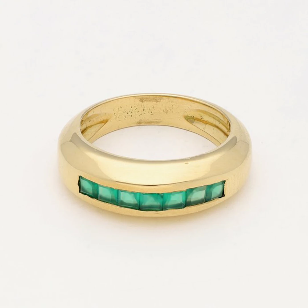 Ring - 18 kt. Yellow gold Emerald