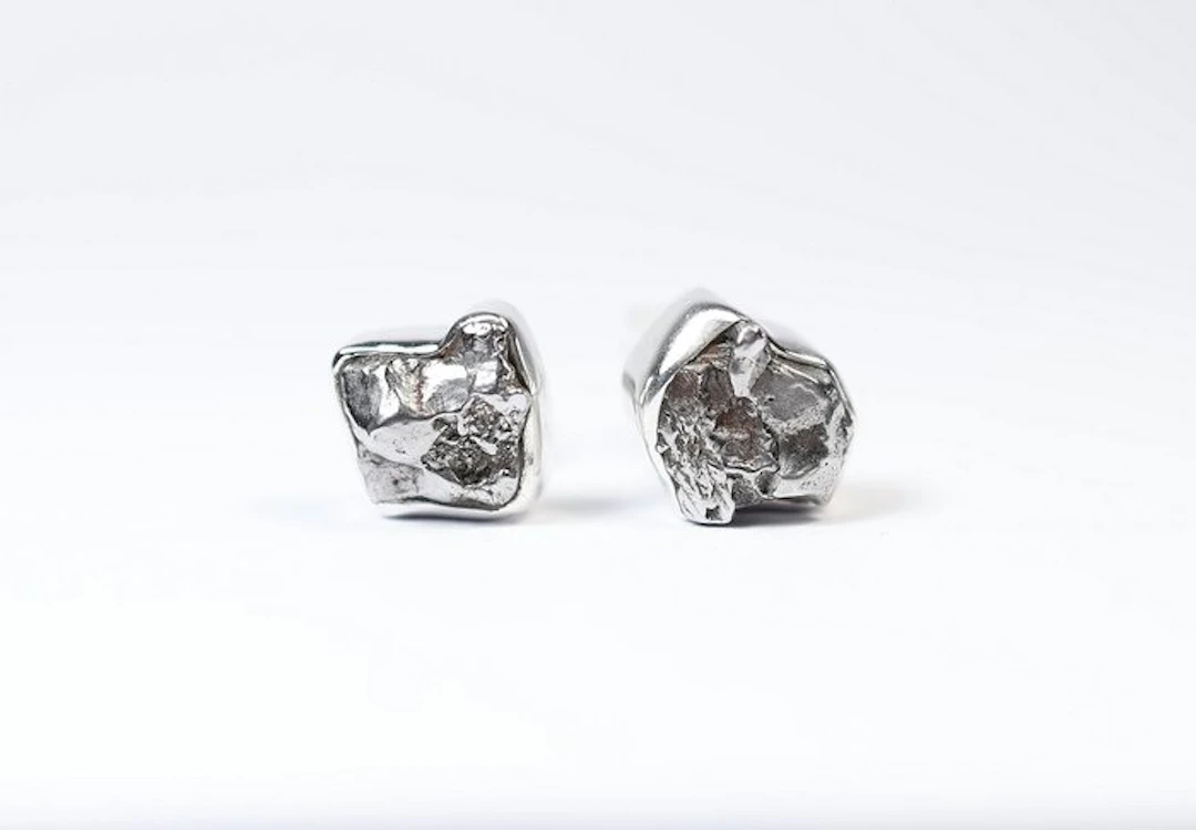2 × stud earrings Meteorite Campo del Cielo / new 925
