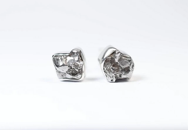 2 × stud earrings Meteorite Campo del Cielo / new 925
