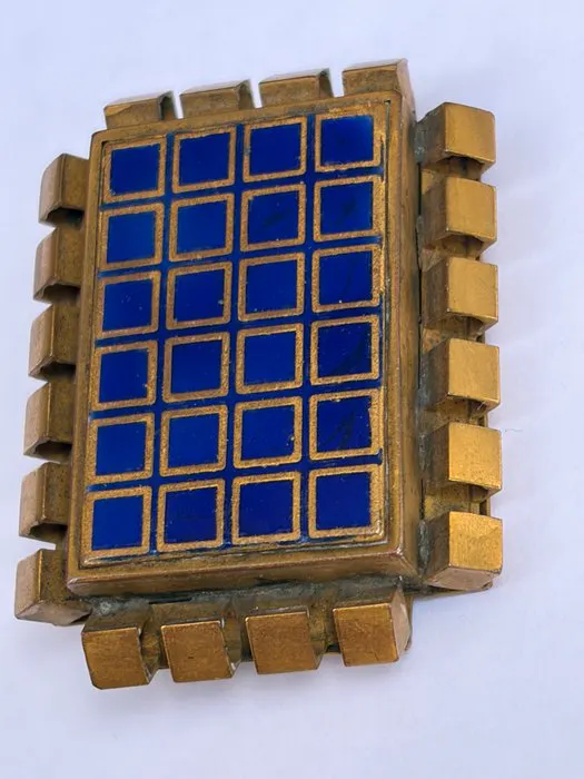 Brooch Art Deco brooch in gilded bronze and enamel "Grand...