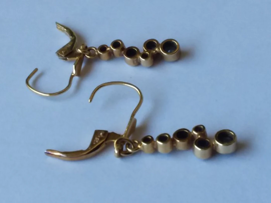 No reserve price - Earrings - 14 kt. Yellow gold Sapphire - Diamond