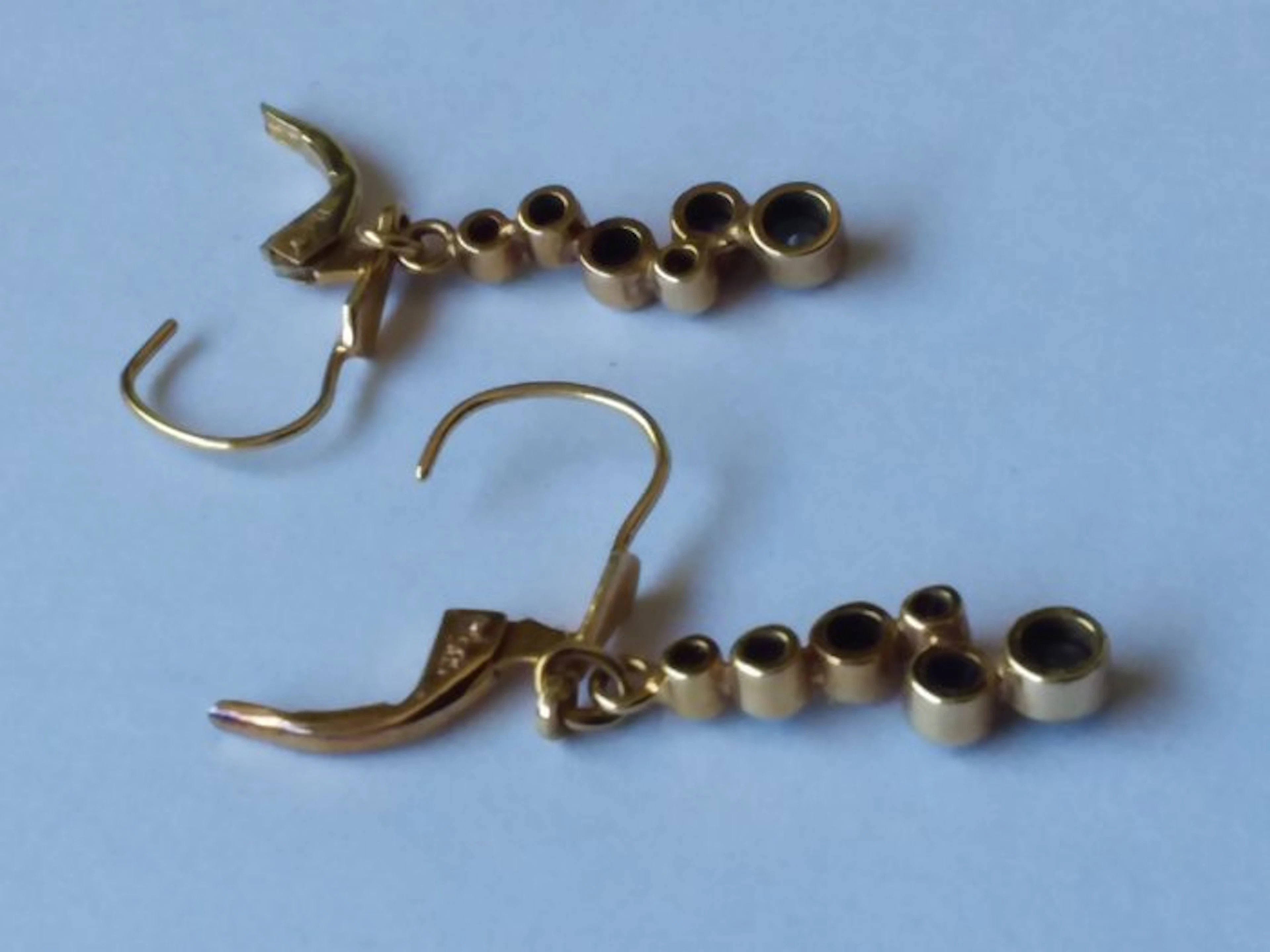 No reserve price - Earrings - 14 kt. Yellow gold Sapphire - Diamond