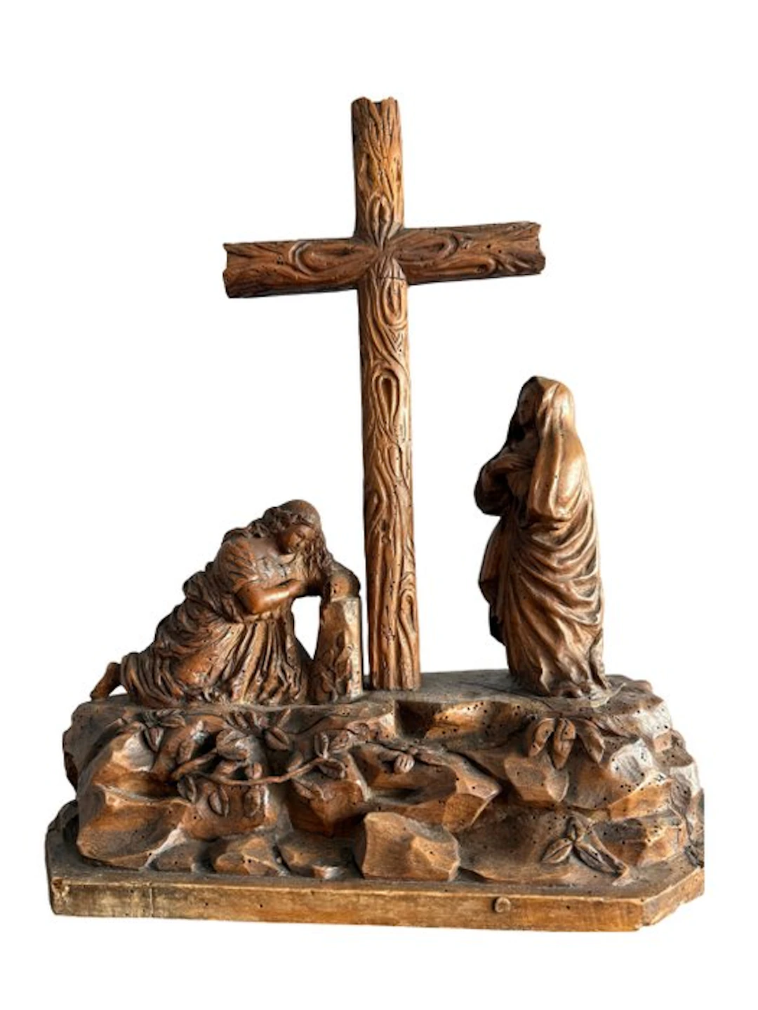 Sculpture, Calvarie scène / 18e eeuw - 46 cm - Walnut