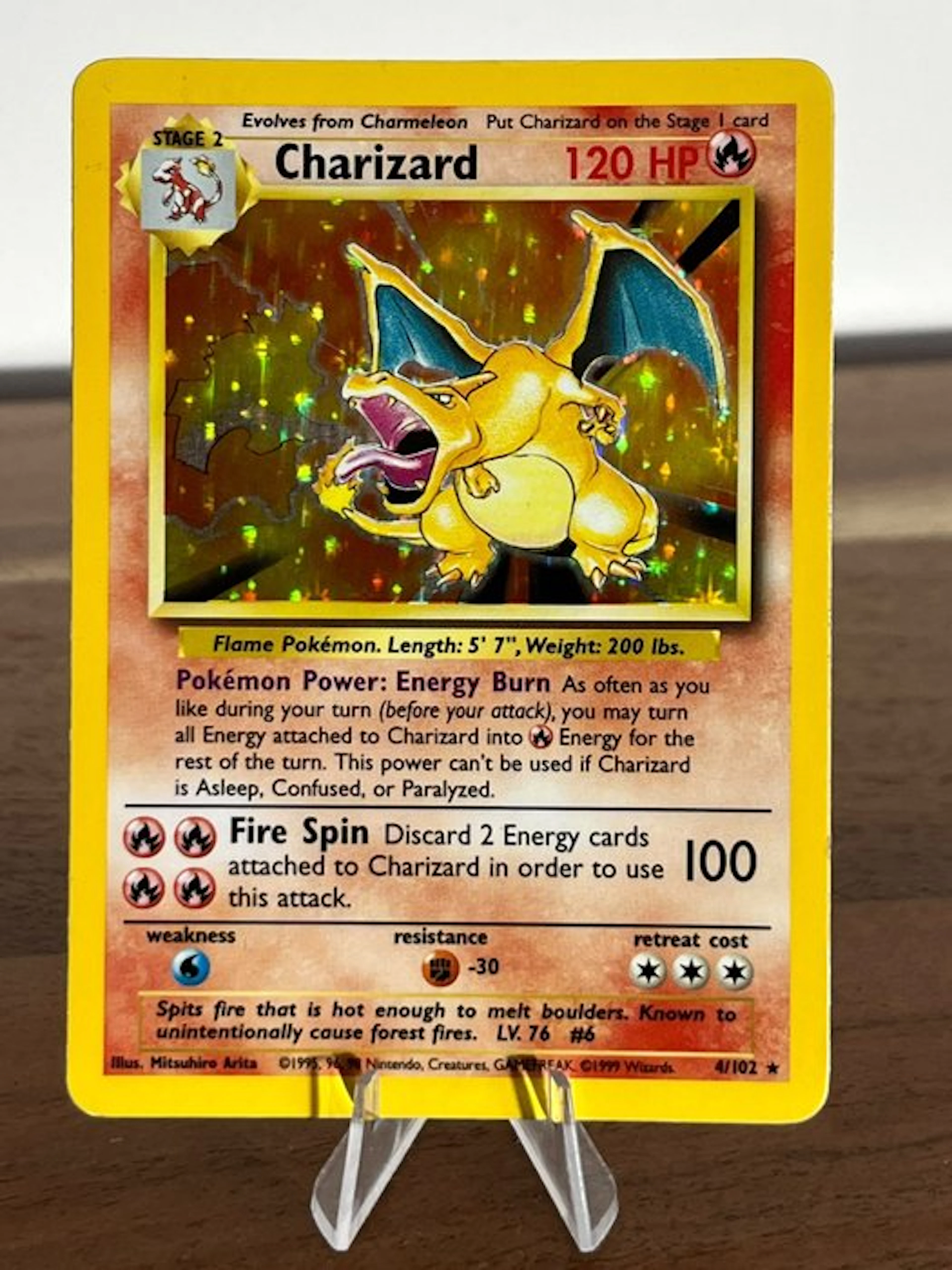 Pokémon - 1 Card - Charizard 4/102 Foil, Holo - WOTC - Base set
