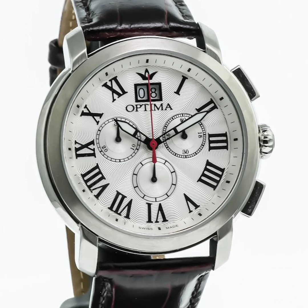 Optima - Swiss Chronograph - OSC392-SL-1 - Dark Red strap...