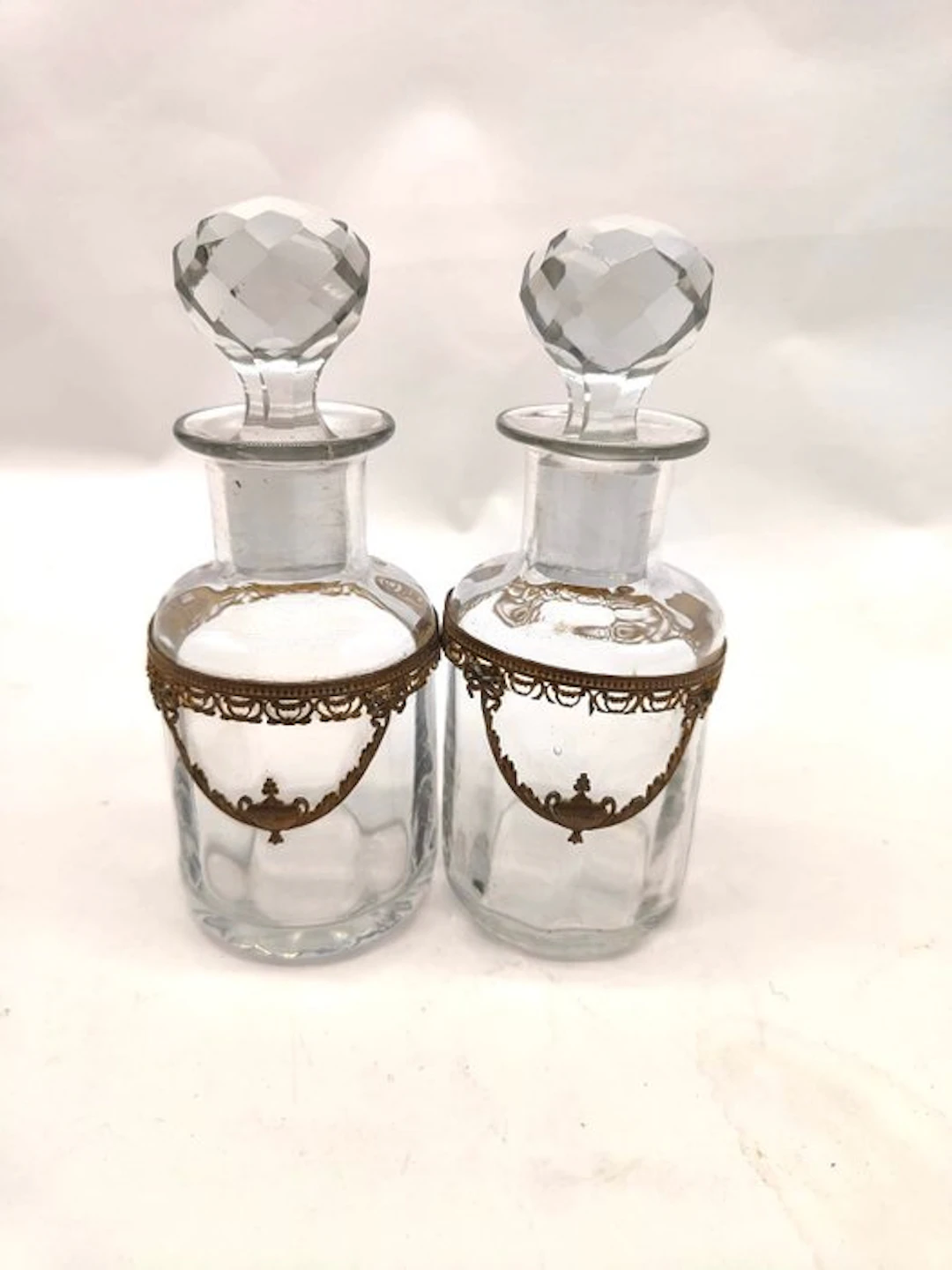Perfume flask (2) - set of two perfume bottles from the Napoleon III period