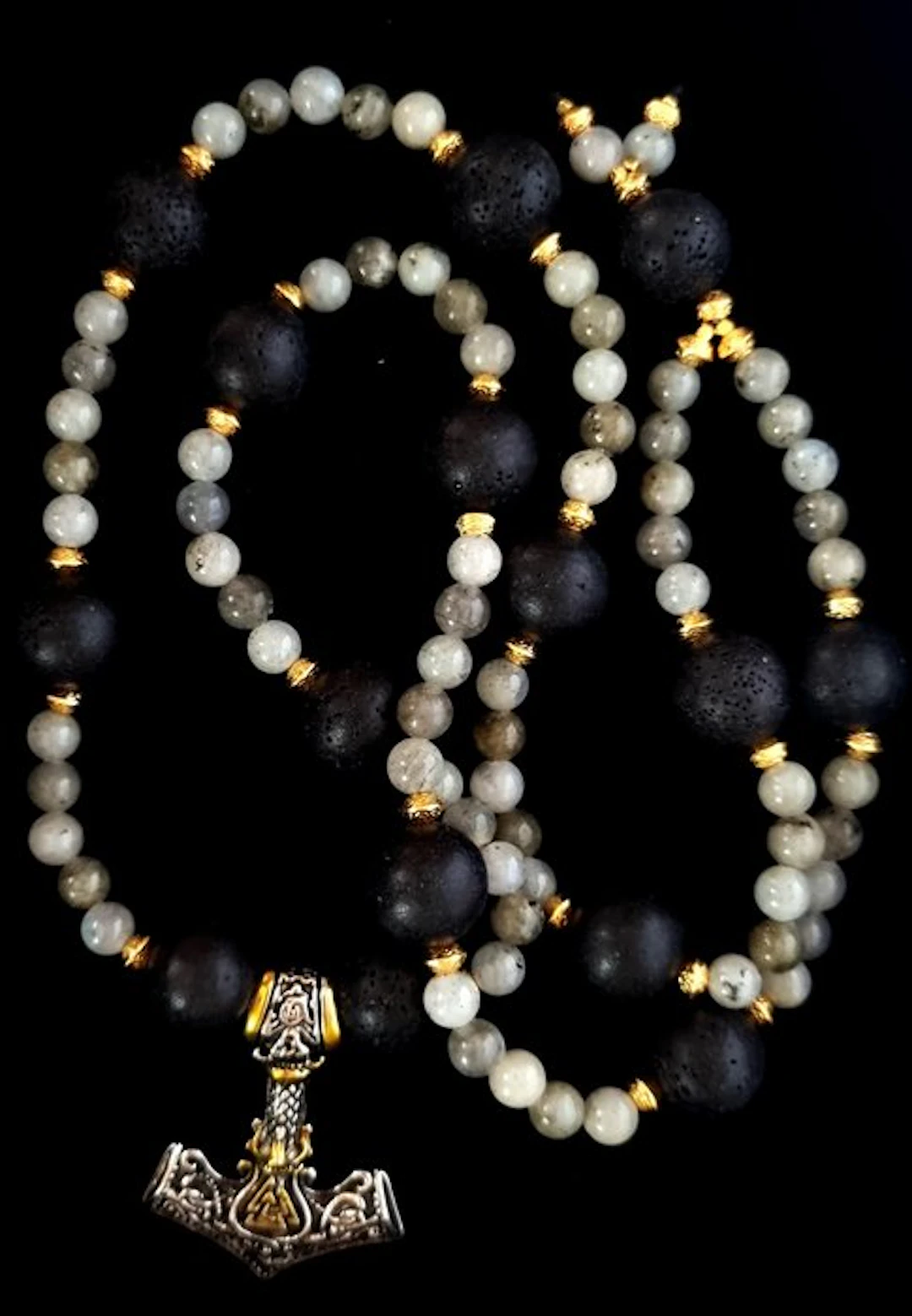 Lava Stone & Labradorite - Nordic Necklace – Thor's...