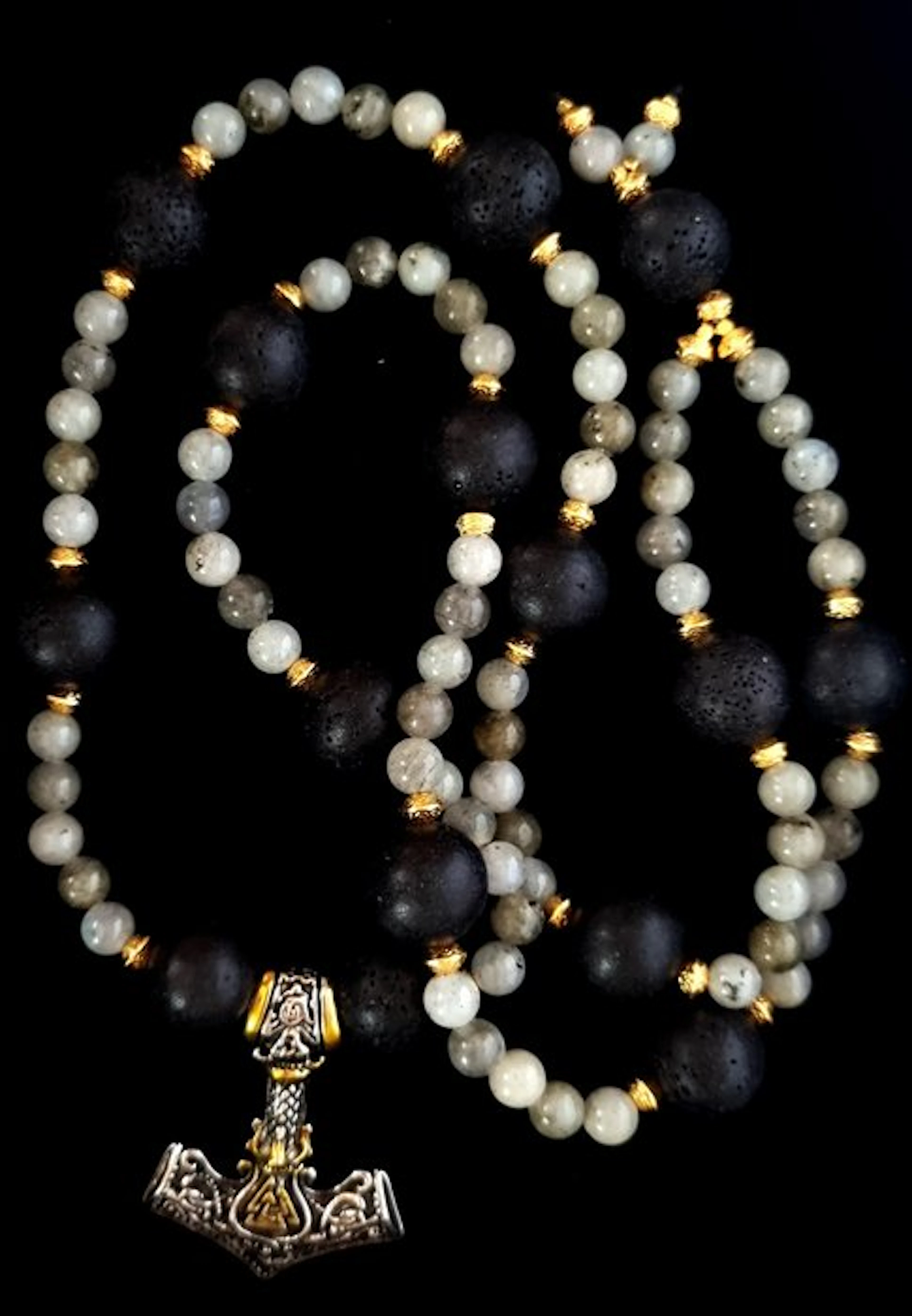 Lava Stone & Labradorite - Nordic Necklace – Thor's...