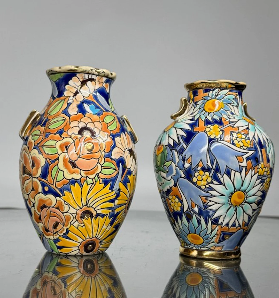 Boch Frères - Raymond Chevalier - Vase (2) - 1486 - Creamware - Vases Boch