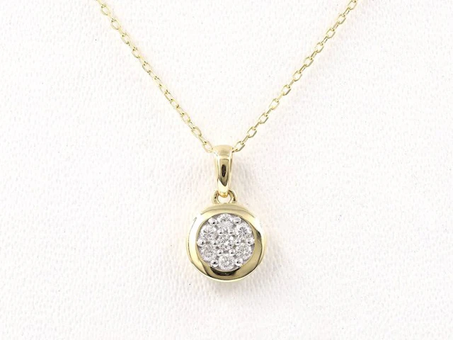 Necklace with pendant - 14 kt. Yellow gold - 0.16ct. tw. Diamond (Natural)