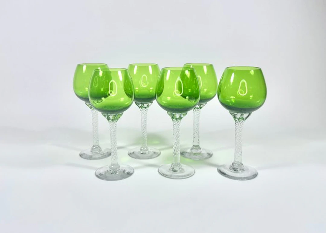 Wine glass (6) - Glass - Twisted Green Foot