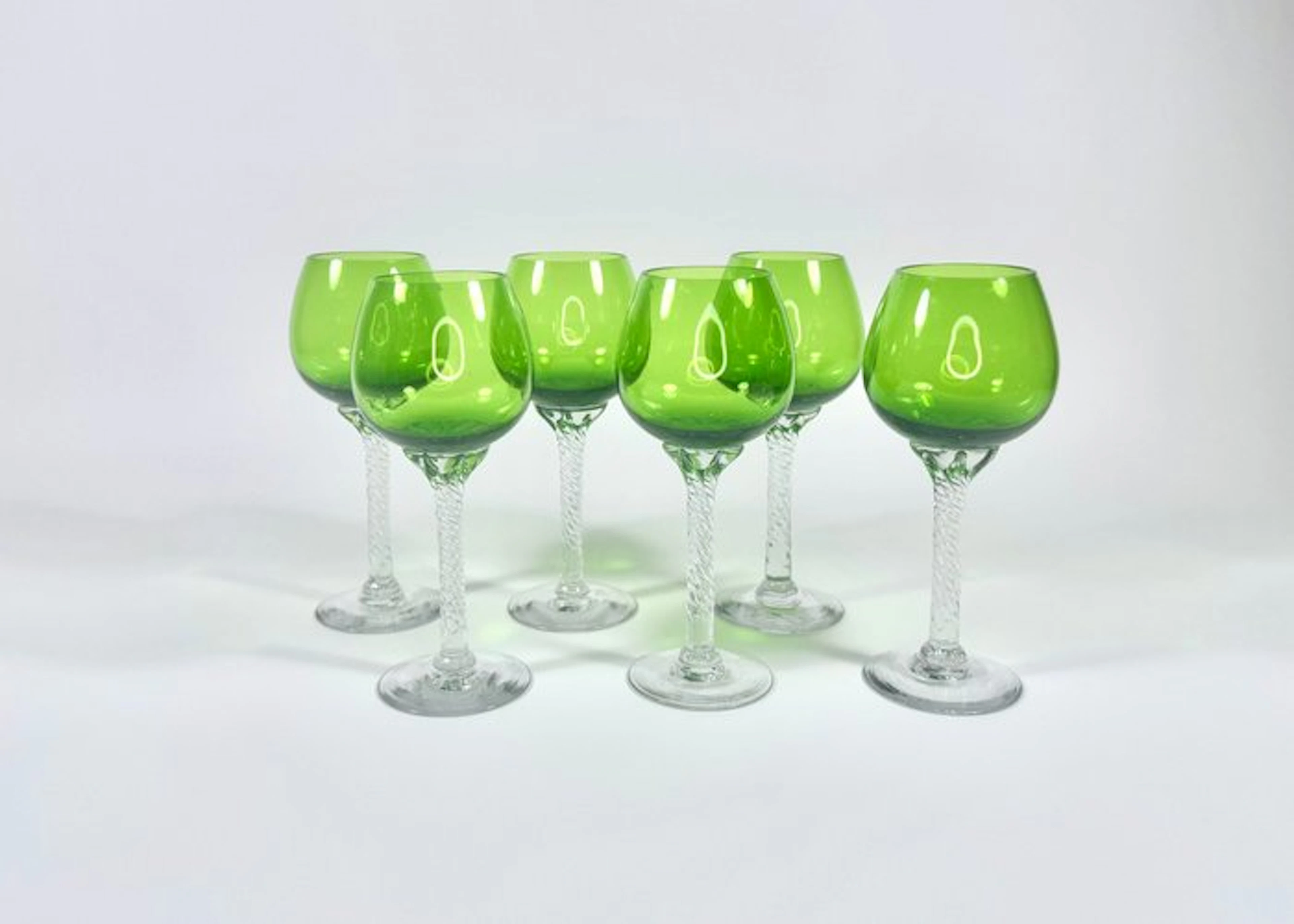 Wine glass (6) - Glass - Twisted Green Foot