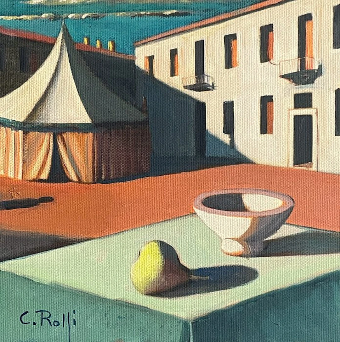 Claudio Rolfi (1960) - il circo in piazza (omaggio alla metafisica)