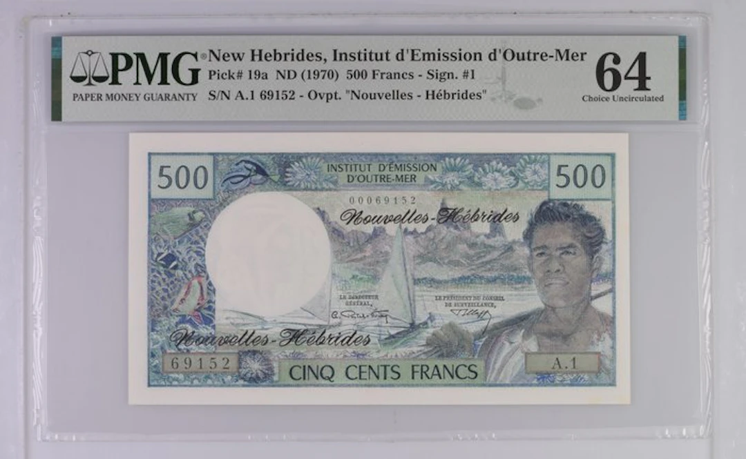 New Hebrides. - 500 Francs - ND (1970) - PMG 64 - Pick 19a (No reserve price)