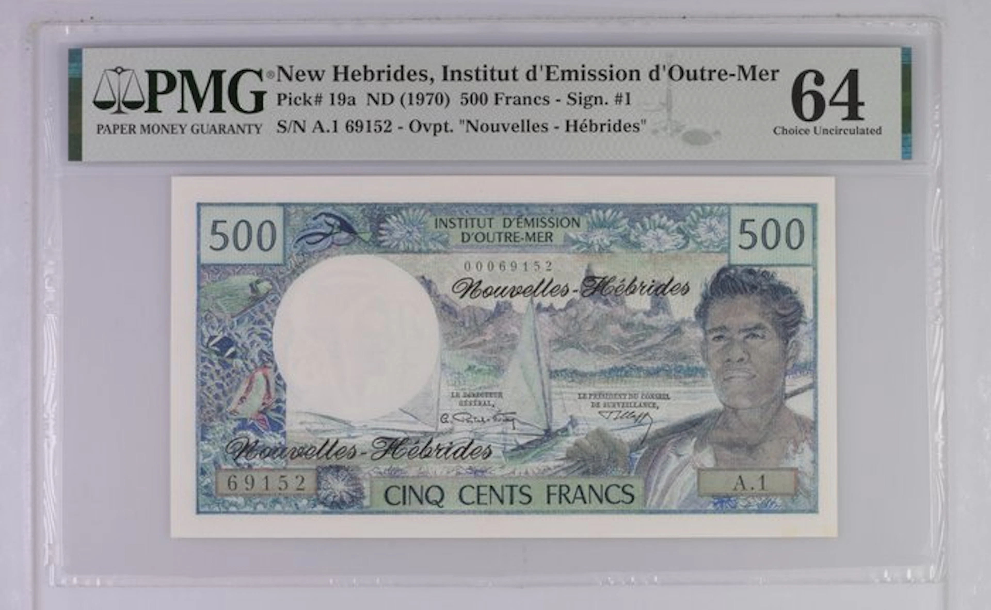 New Hebrides. - 500 Francs - ND (1970) - PMG 64 - Pick 19a (No reserve price)