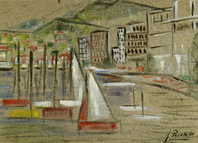 Jaroslav Pesek (1923 - 2008) - Les voiliers au port