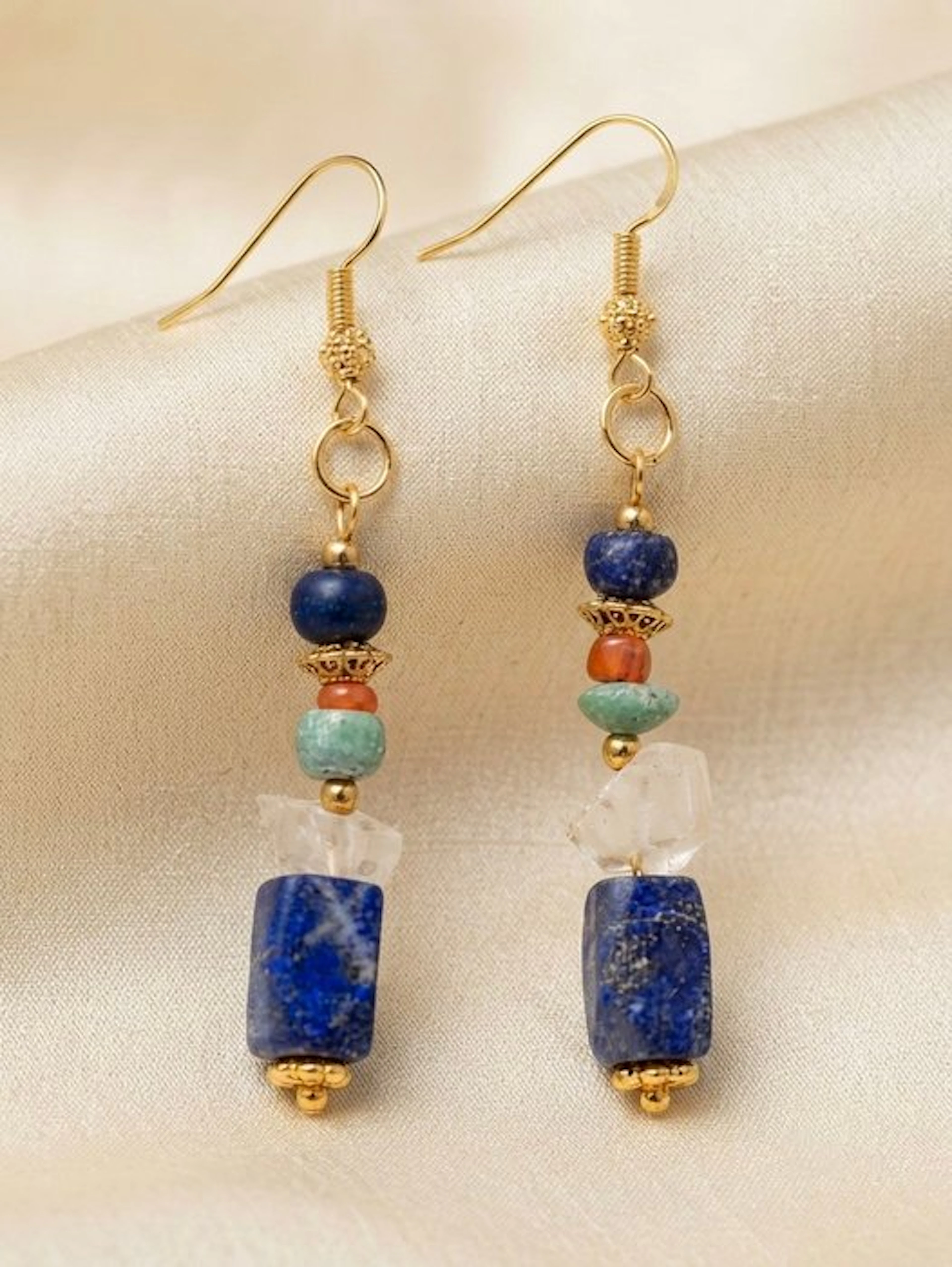 Ancient Egyptian Gold-plated Drop earrings - Lapis...