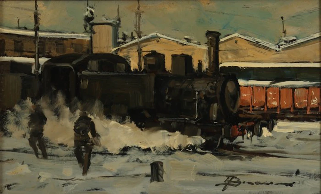Arturo BONAN (1920-2010) - Winter at the Railway Depot