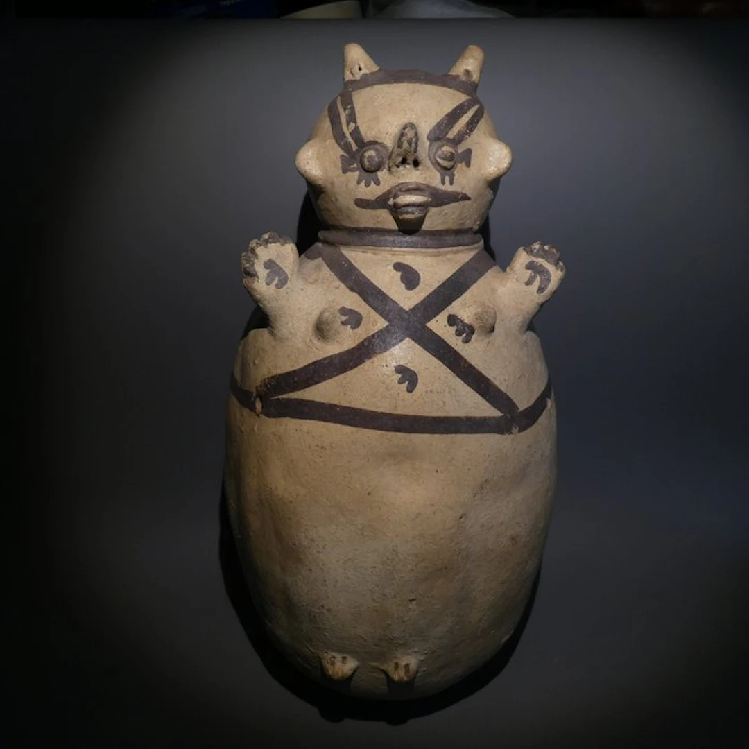 Chancay Terracotta Figurative globular jar vessel