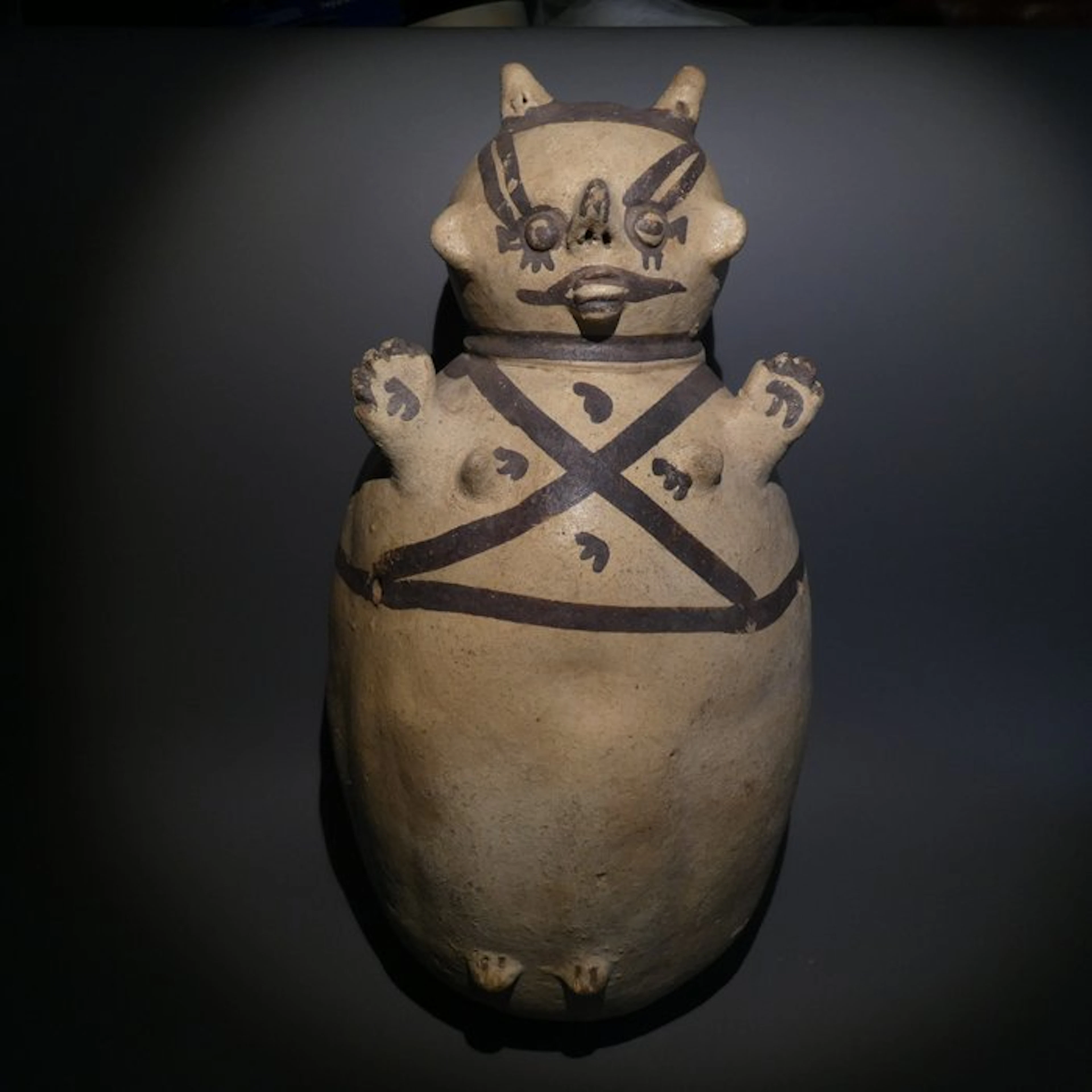 Chancay Terracotta Figurative globular jar vessel