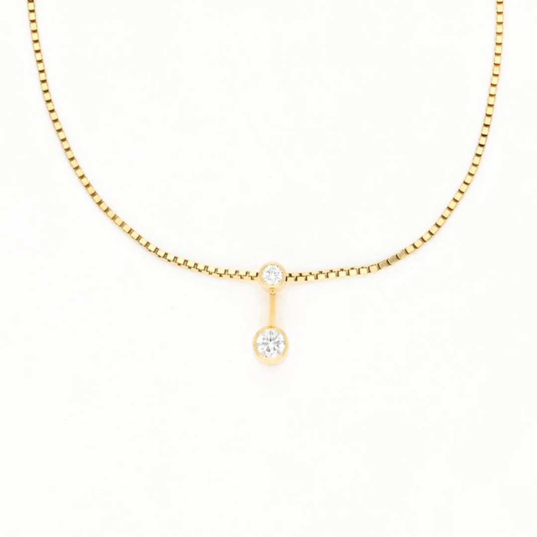 Necklace with pendant - 14 kt. Yellow gold Diamond (Natural) - Venetian