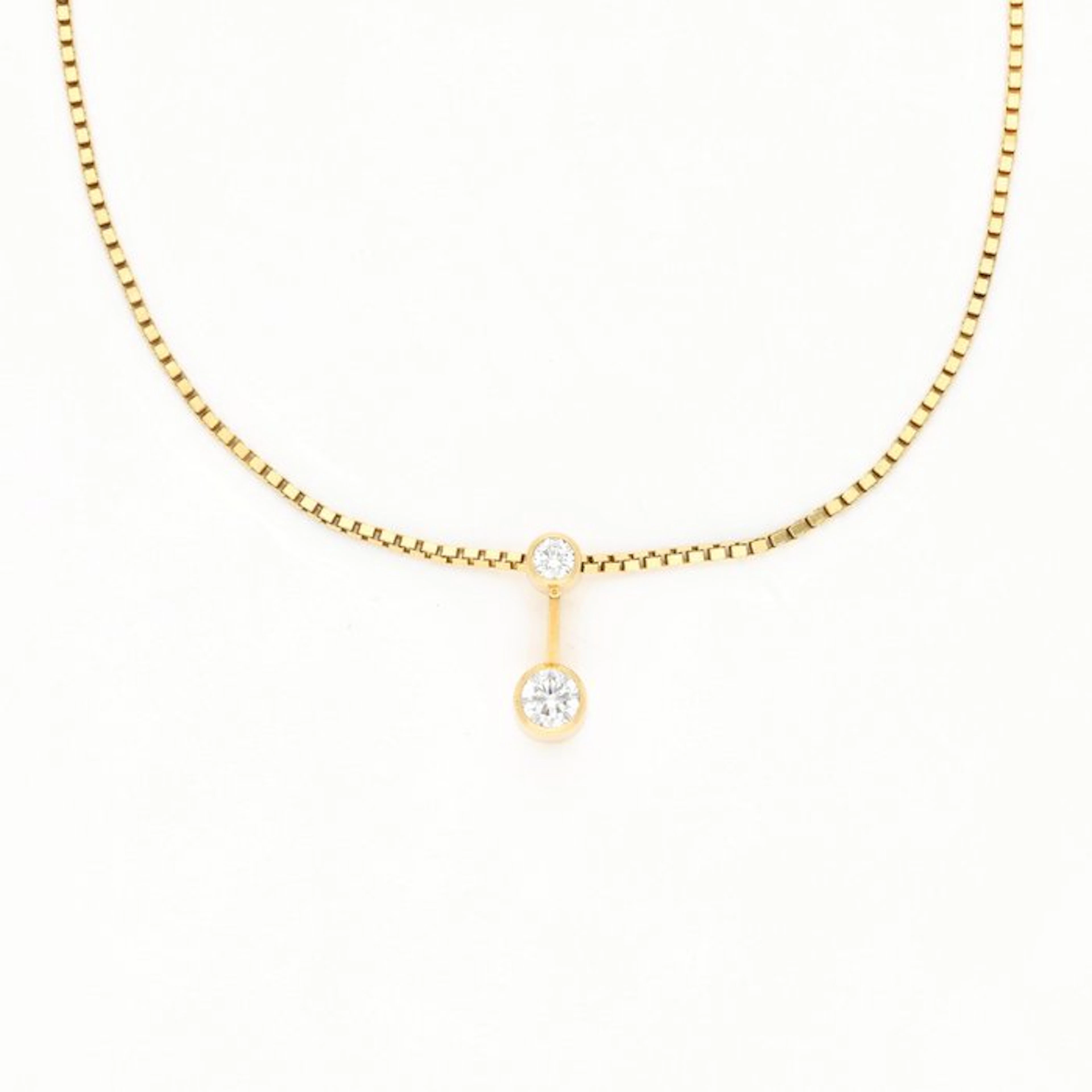 Necklace with pendant - 14 kt. Yellow gold Diamond (Natural) - Venetian