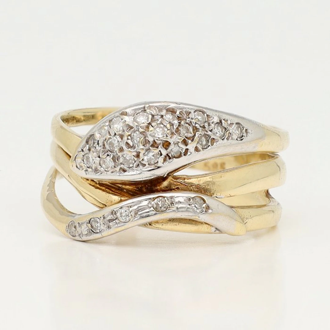 Ring - 14 kt. Yellow gold, White gold Diamond (Natural) - Slang