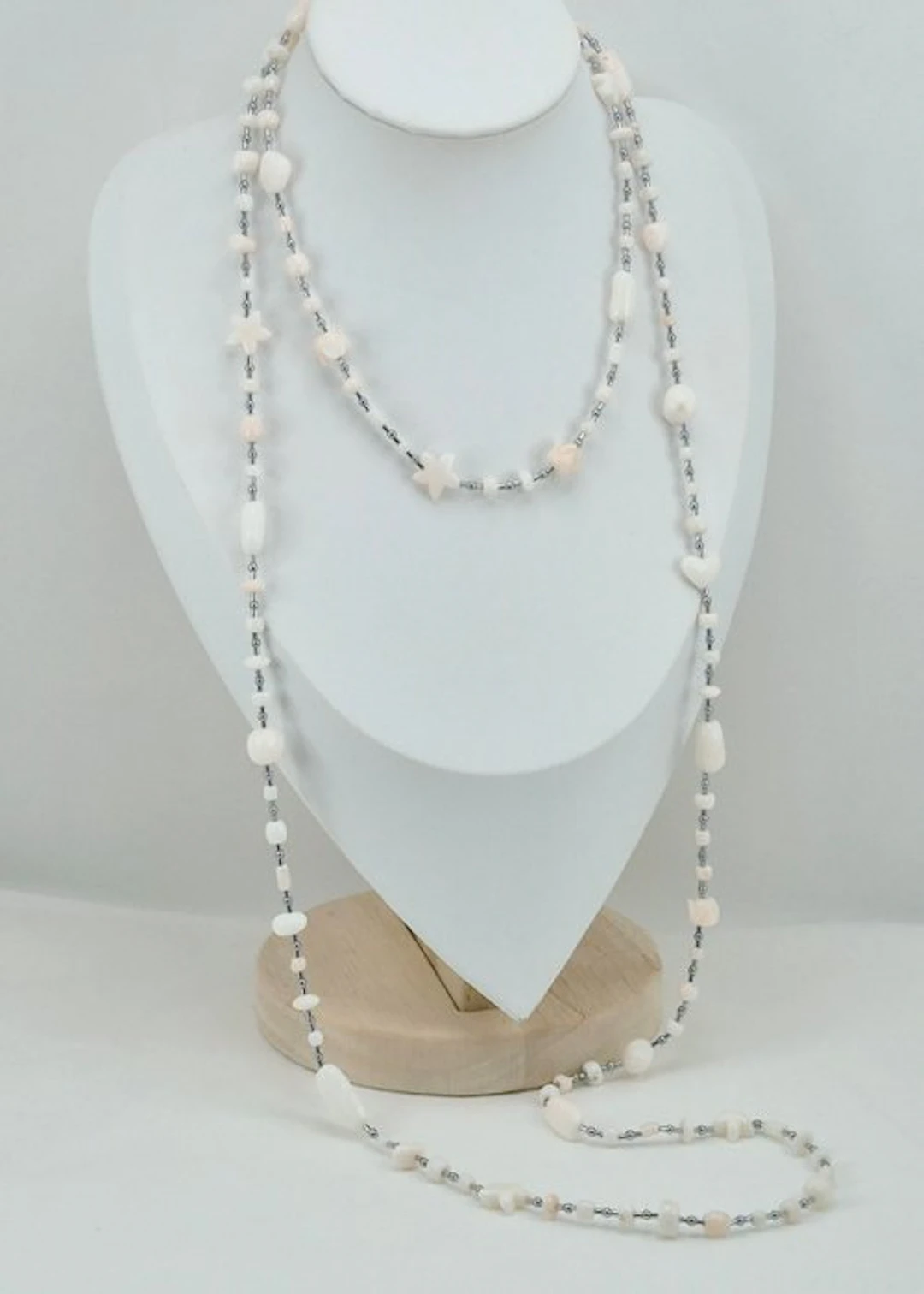 Coral - Hematite - Necklace - White/Pink Coral
