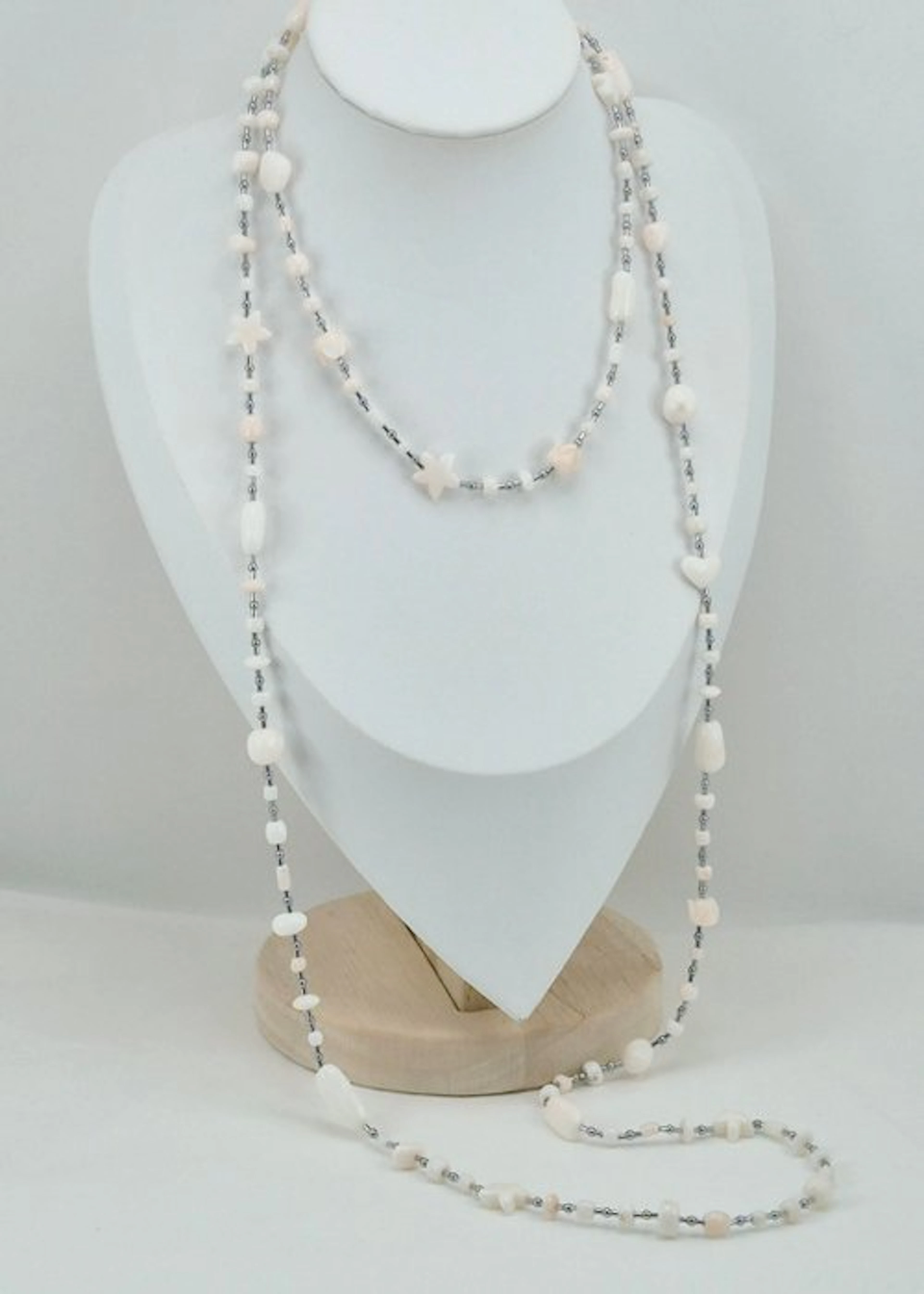 Coral - Hematite - Necklace - White/Pink Coral