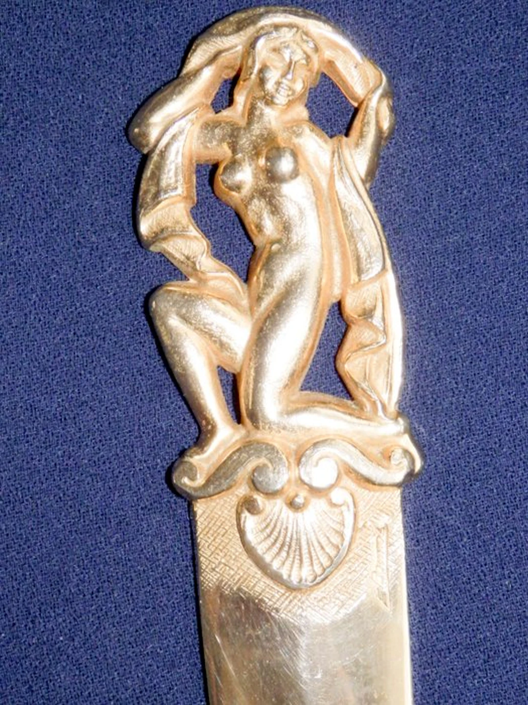 Art Deco Bronzen briefopener met naakte vrouw...