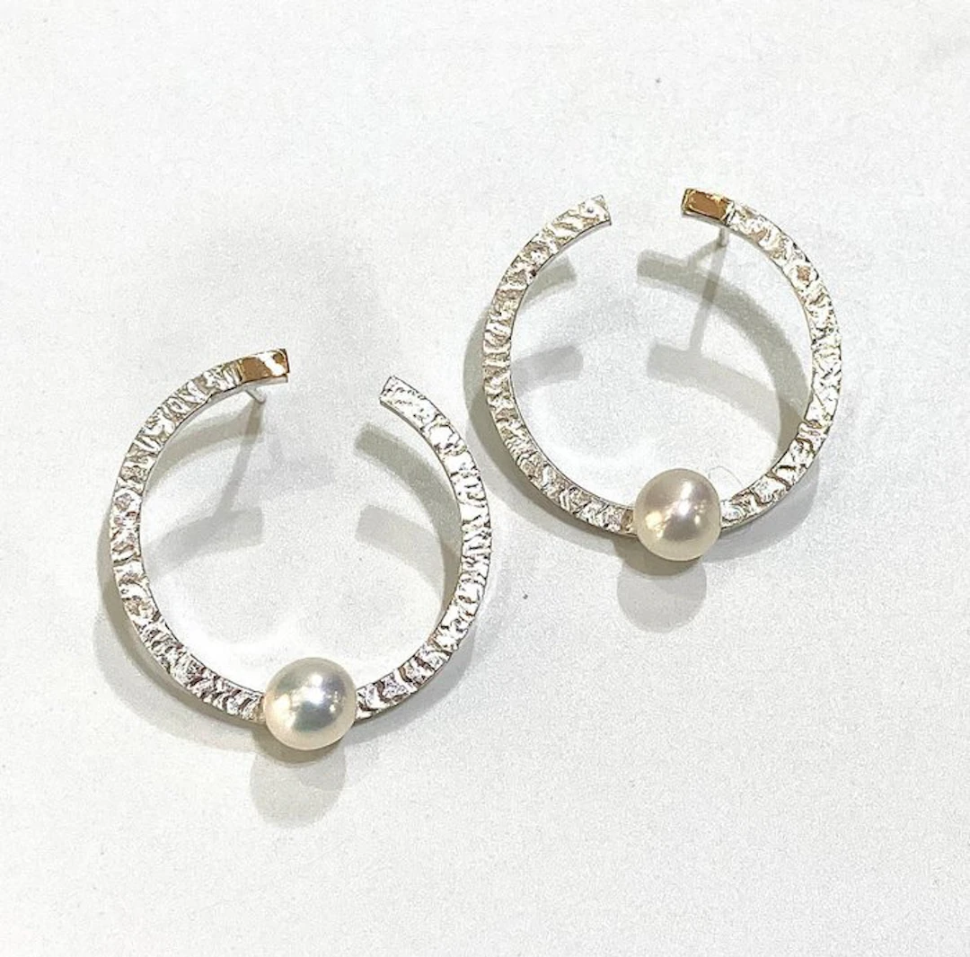 No reserve price - Earrings - 18 kt. Silver, Yellow gold