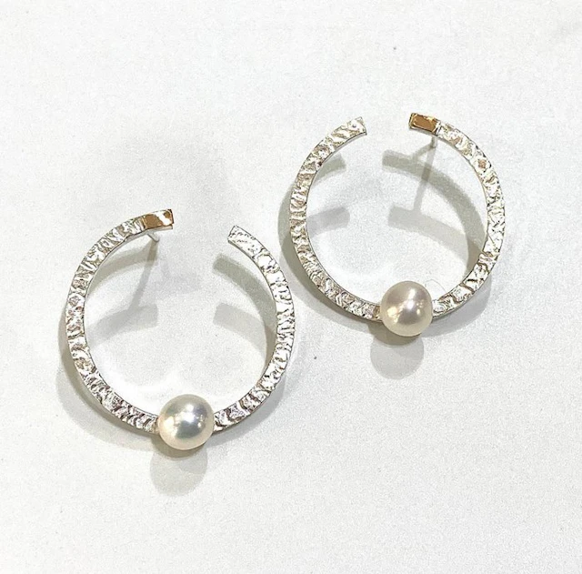 No reserve price - Earrings - 18 kt. Silver, Yellow gold