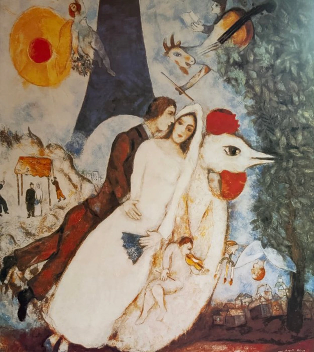 Marc Chagall (1887-1985) - “Les fiancés de la Tour Eiffel
