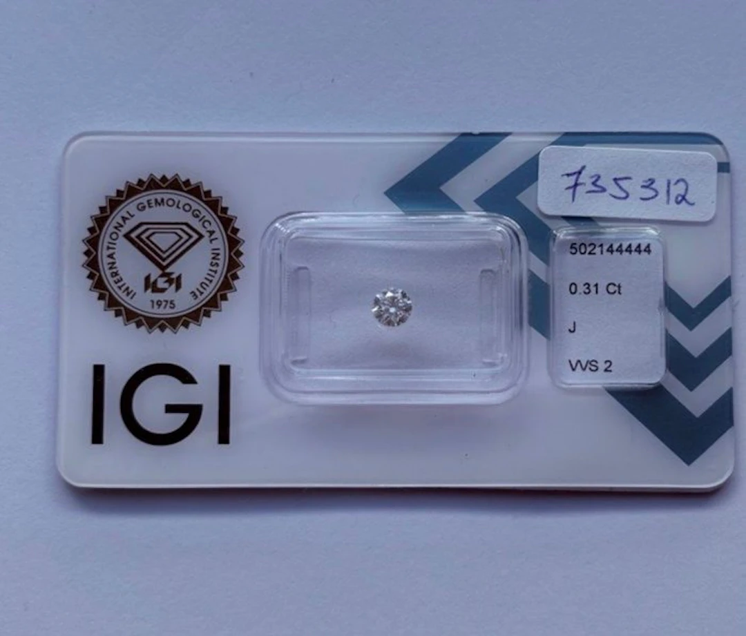 1 pcs Diamond (Natural) - 0.31 ct - Round - J - VVS2...