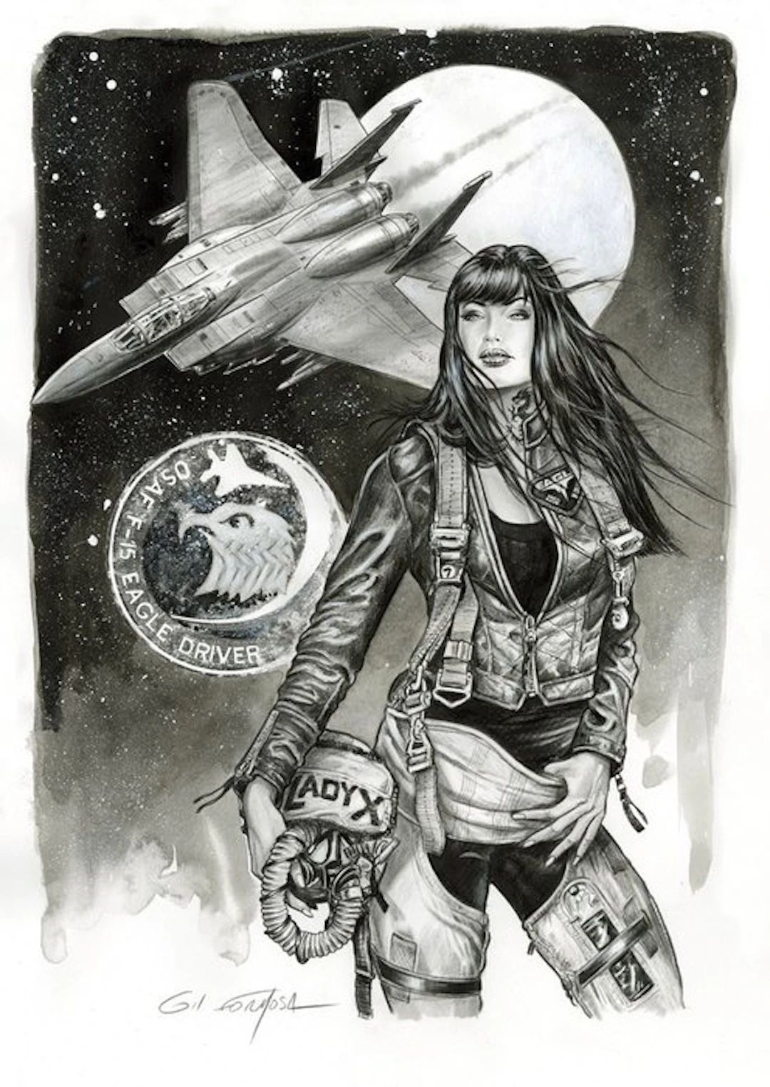 Gil Formosa - 1 Original drawing - Buck Danny - Lady X et F-15
