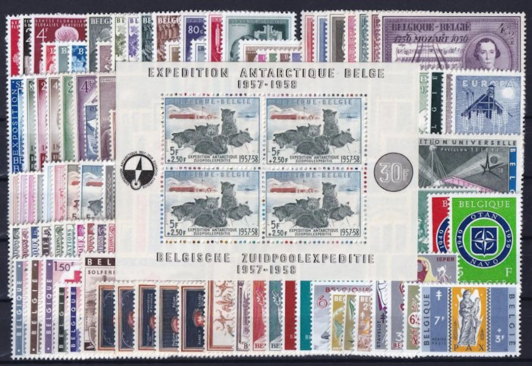 Belgium 1955/1959 - 5 volumes with the South Pole block...