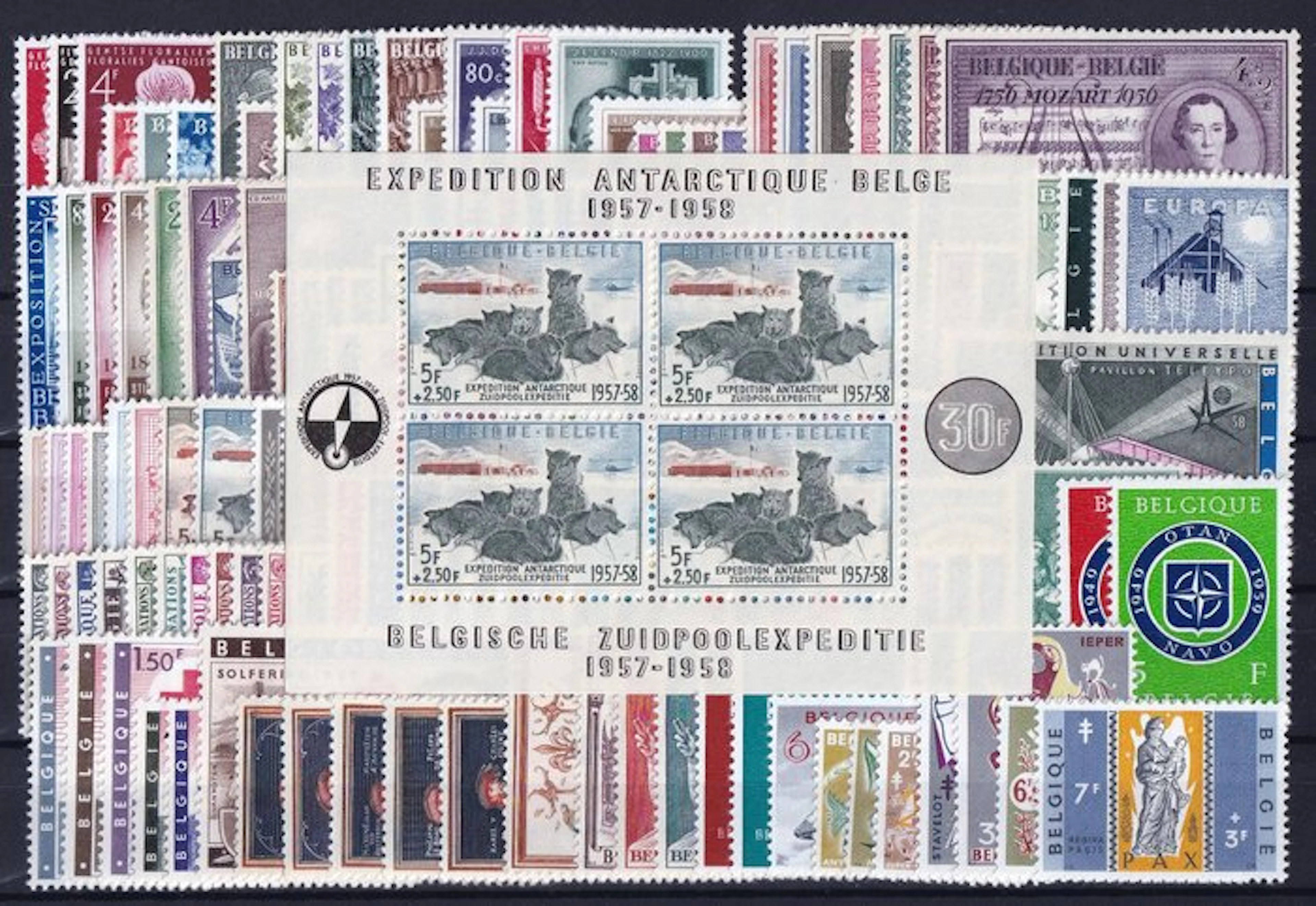Belgium 1955/1959 - 5 volumes with the South Pole block...