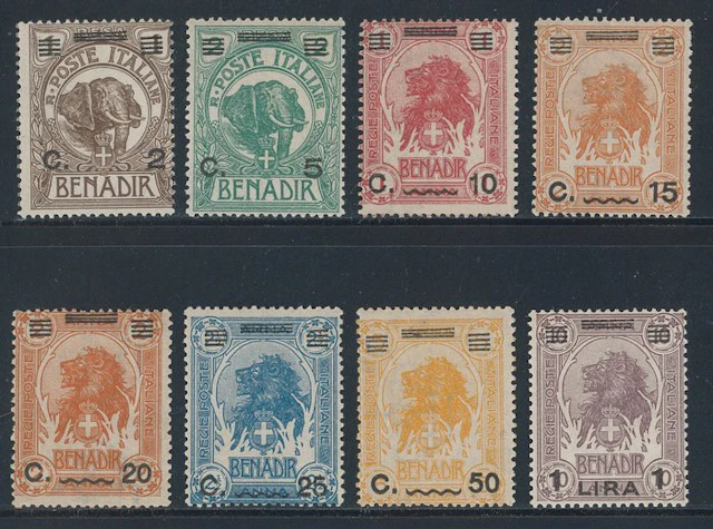 Italian Somalia - Overprinted in Italian currency, complete series No. 73/80.