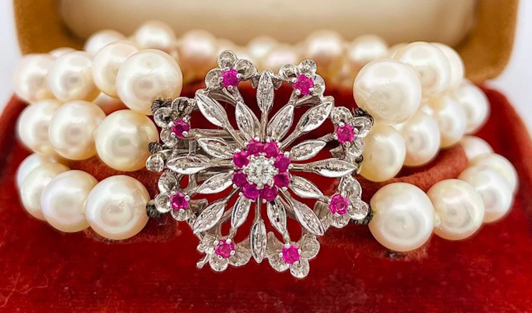 Bracelet - 18 kt. White gold Ruby - Diamond