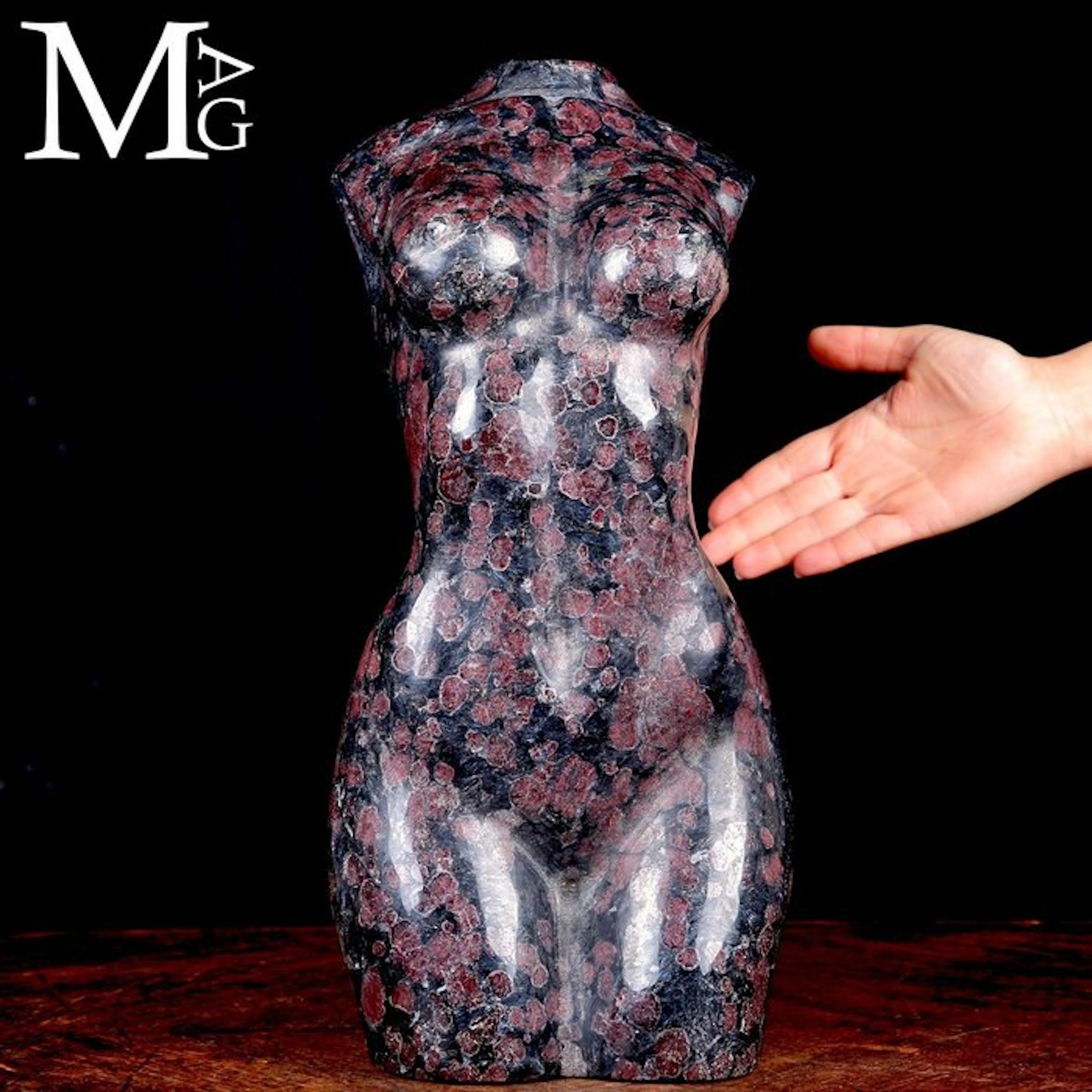 Elegant Female Body Carved from a Block of Natural Garnet...