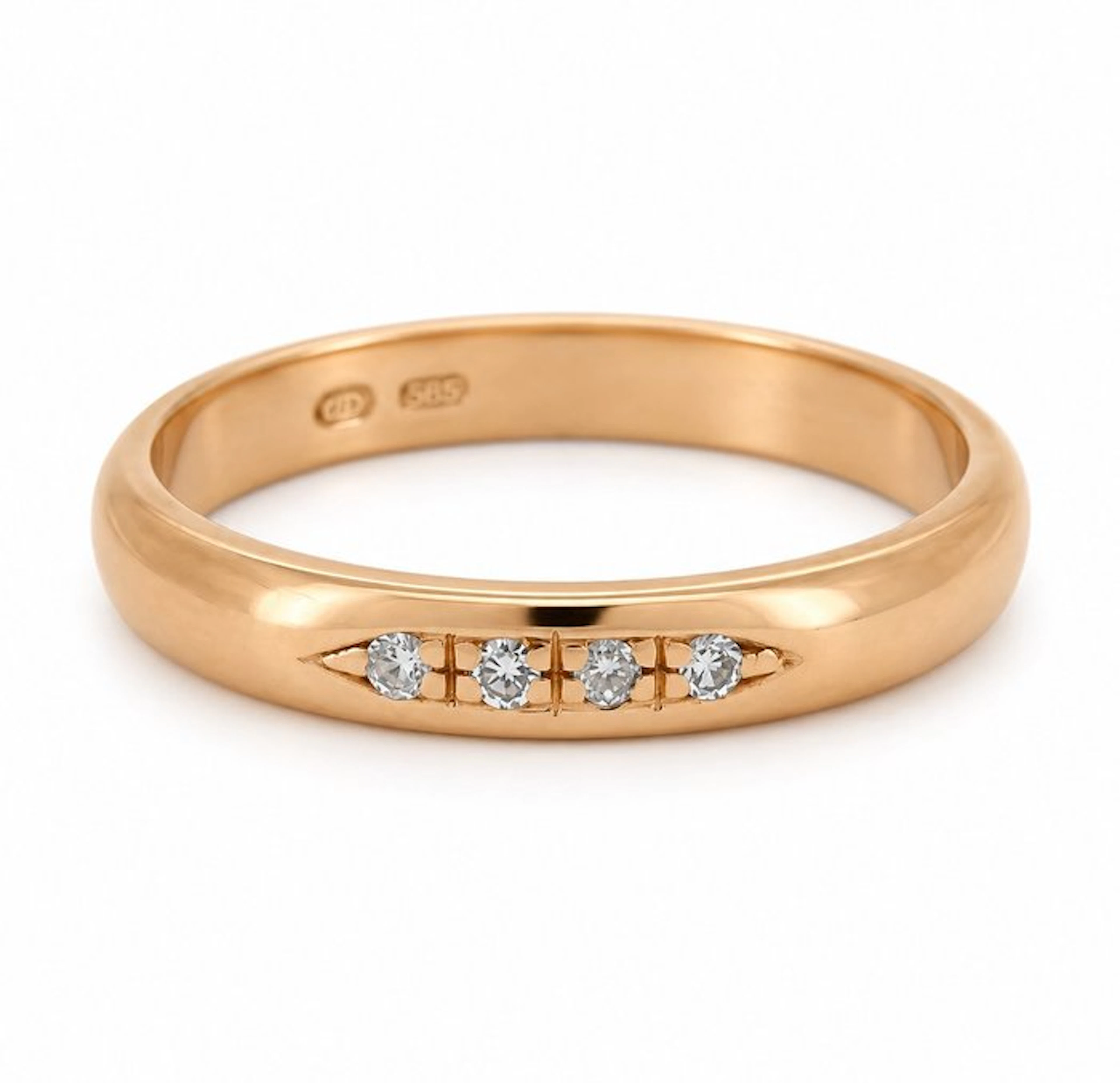 Ring - 18 kt. Yellow gold - 0.04ct. tw. - Made in Italy - Handmade